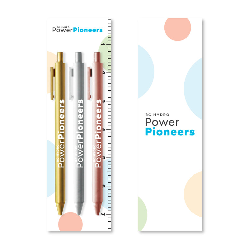 Soft Touch Pen 3-Pack with Bookmark: Metallic Set